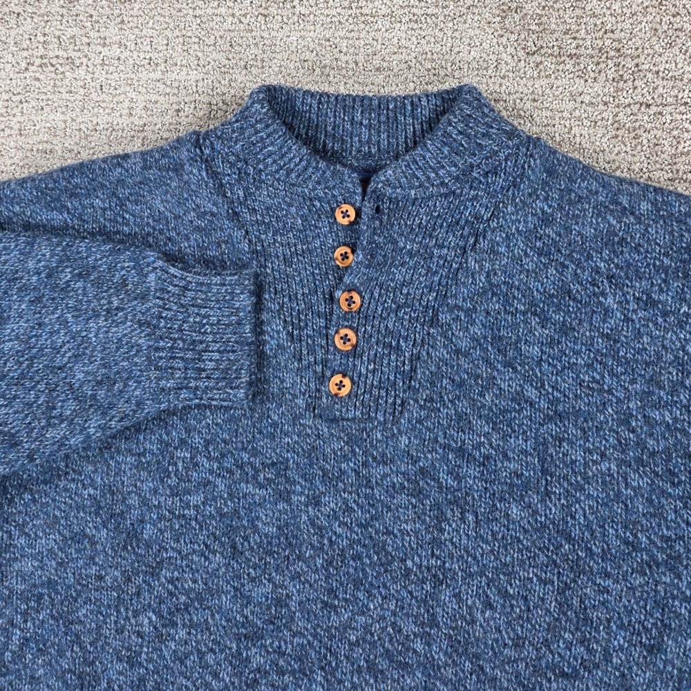 Pendleton Outdoorsman Sweater Mens 100%‎ Virgin Wool Blue Size Large Henley